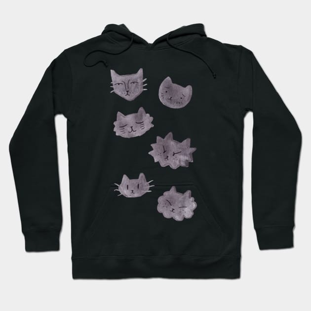 Black Cat Faces Hoodie by saradaboru